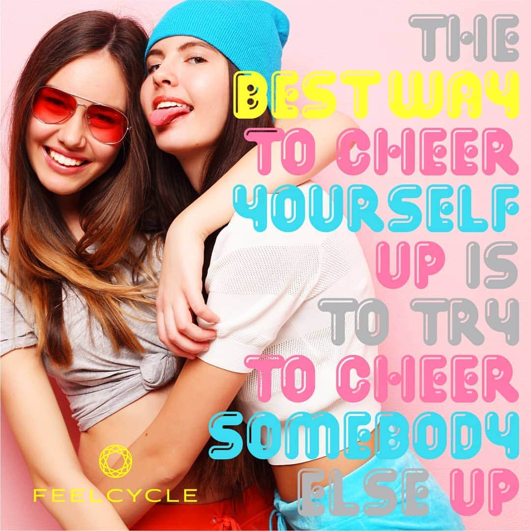 のインスタグラム：「. The best way to cheer yourself up is to try to cheer somebody else up. . -自分を元気づける一番の方法は、誰かを元気づけてあげることだ。－ . #feelcycle #フィールサイクル #feel #cycle #mylife #morebrilliant #itsstyle #notfitness #暗闇 #バイクエクササイズ #フィットネス #ジム #45分で約800kcal消費 #滝汗 #ダイエット #デトックス #美肌 #ストレス解消 #リラックス #集中 #音楽とひとつになる #格言 #名言 #人生 #輝く #ポジティブ #FEELCYCLE7周年」