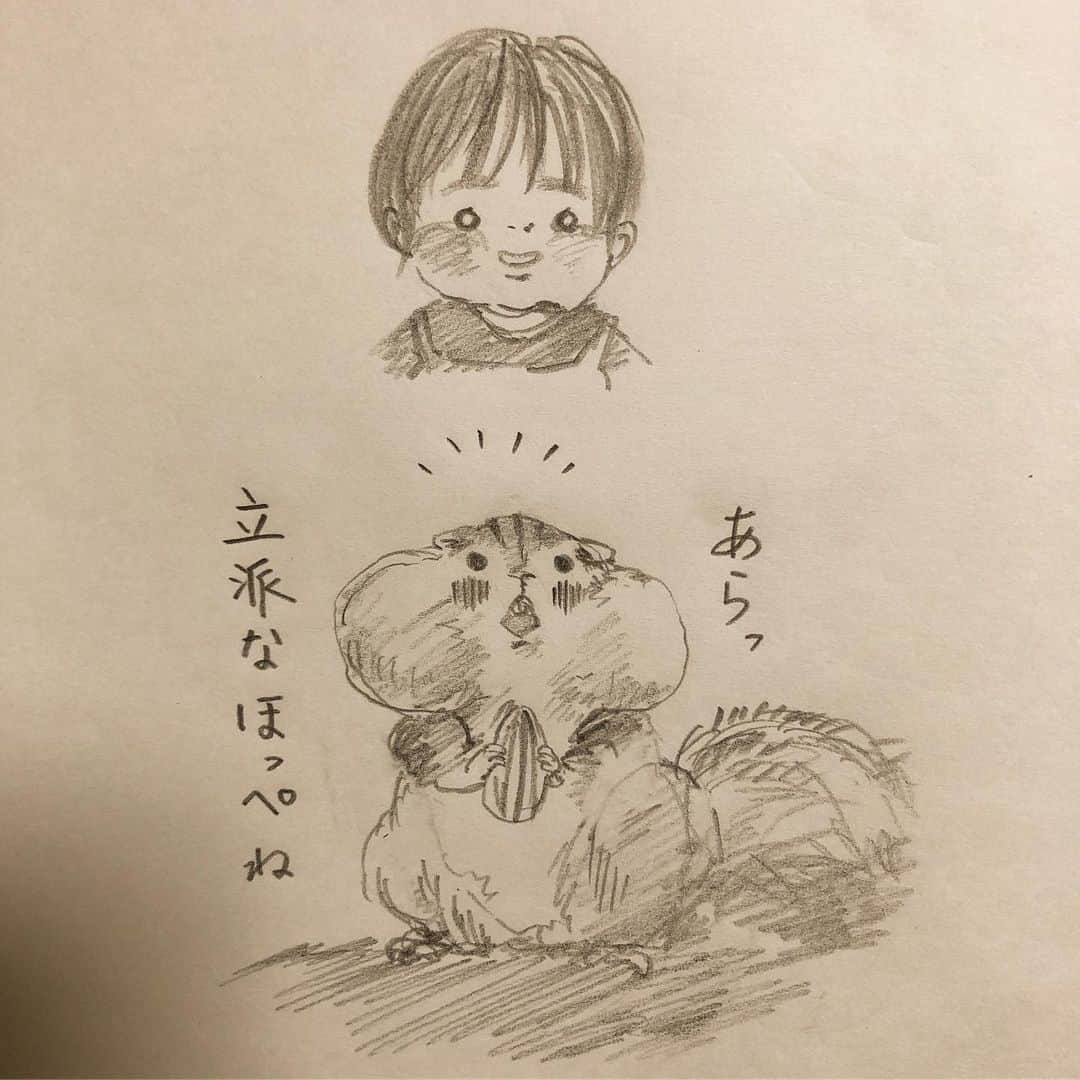 いとうさんのインスタグラム写真 - (いとうInstagram)「アンパンマン大好きっ子な姪っこ。  多分りすさんもビックリのぷっくり頬っぺを、人にすすめてくる今日この頃…。 #今日は何か面白い番組あったかな〜とソファに腰かけた瞬間 #リモコン片手に走り寄ってくるちっちゃい怪獣 #バッホイバッホイとしきりにアピールしてくるのは #つまりHuluのアンパンマンチャンネルに変えて下さいという熱烈オファーでして #最近ほんとに何回もアンパンマンが再生されている実家のテレビ #おかげで家族全員がアンパンマン体操まで歌えるようになったし #やめるんだバイキンマン！というアンパンマン登場の台詞に #きたきたー❤︎という気持ちになるようになりました…  #イトウハジメ #イトウ先生授業の時間です #美術学生イトウの青春 #放課後のオレンジ #ぼくと小さな怪獣 #イラスト #漫画」6月24日 5時47分 - itototoon