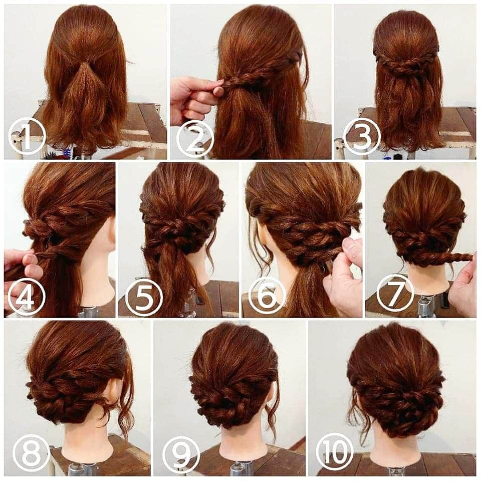 nest hairsalonさんのインスタグラム写真 - (nest hairsalonInstagram)「先程の投稿スタイルの作り方です！  ロープ編みアレンジ  ① トップを結びます。 ② サイドの髪をロープ編みにしていきます。下側の髪を拾い足しながらロープ編み込みをしていきます。真ん中を過ぎたらピンで留めます。 ③ 反対側も同じようにロープ編み込みをします。  ④ 耳の後ろからえりあしにかけても同じようにロープ編み込みをします。 ⑤ 真ん中を過ぎたらピンで留めます。 ⑥ 反対側も同じようにロープ編み込みをします。 ⑦ 先はそのままロープ編みにします。 ⑧ 反対側の耳の後ろにピンで留めます。 ⑨ 残った毛先をねじって見えないように内側に収めてピンで留めます。 ⑩ かたちを整えたら完成です！  #横浜美容室#ヘアサロン#ヘアエステ#美容室#ヘアアレンジ#ヘアアレンジ解説#ヘアアレンジプロセス#簡単アレンジ#まとめ髪#ヘアスタイル#ロープ編み#ロープ編み込み#アップアレンジ#横浜#横浜元町#石川町#元町#nest#nesthairsalon#スタッフ募集#アシスタント募集」6月24日 7時19分 - nest_hairsalon