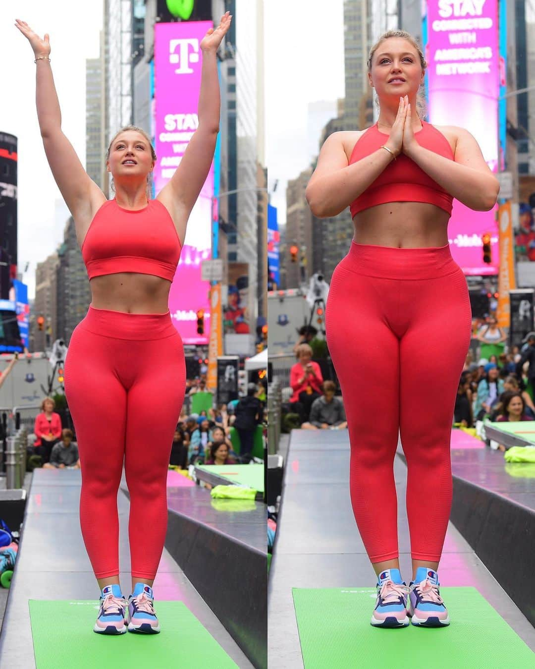 イスクラ・ローレンスさんのインスタグラム写真 - (イスクラ・ローレンスInstagram)「This was my third year at Summer Solstice in Times Sq with @aerie and every year I’m blown away by how connecting, grounding and magical this day is, practising yoga with over 10,000 people in one of the busiest places on Earth.  It’s always an honour to get up and talk to you all and this year I spoke about power.  How to connect with your unique power, finding your purpose and sharing that with the world.  Being able to love your body and yourself enables you to focus on how you can achieve your purpose on this planet.  You were created on purpose for a purpose - never take your life for granted or the impact you can have on the people around you or the world.  I had everyone repeat the following affirmations:  I am whole I am loved I am worthy I am enough  I would love to know your affirmations or mottos... comment below and share them with us all❤️❤️❤️ . 📸 @diggzy and @aalbeck  Thank you to everyone who made this event possible especially the people behind the scenes and the @aerie fam appreciate you all so much  #aeriereal #summersolstice #yoga #timessquare #nyc #selflove #confidence #affirmations」6月24日 8時55分 - iskra