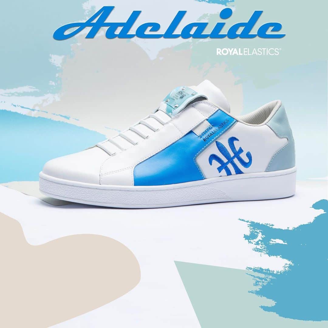 のインスタグラム：「An exquisite masterpiece! ADELAIDE injects an energetic and youthful element, with its special featured brushstroke design upper tongue made of fluorescent PVC. Discover more through link in bio. #ss19 #adelaide #impressionistart #inspired #lacelessdesign #royalelastics #royal」