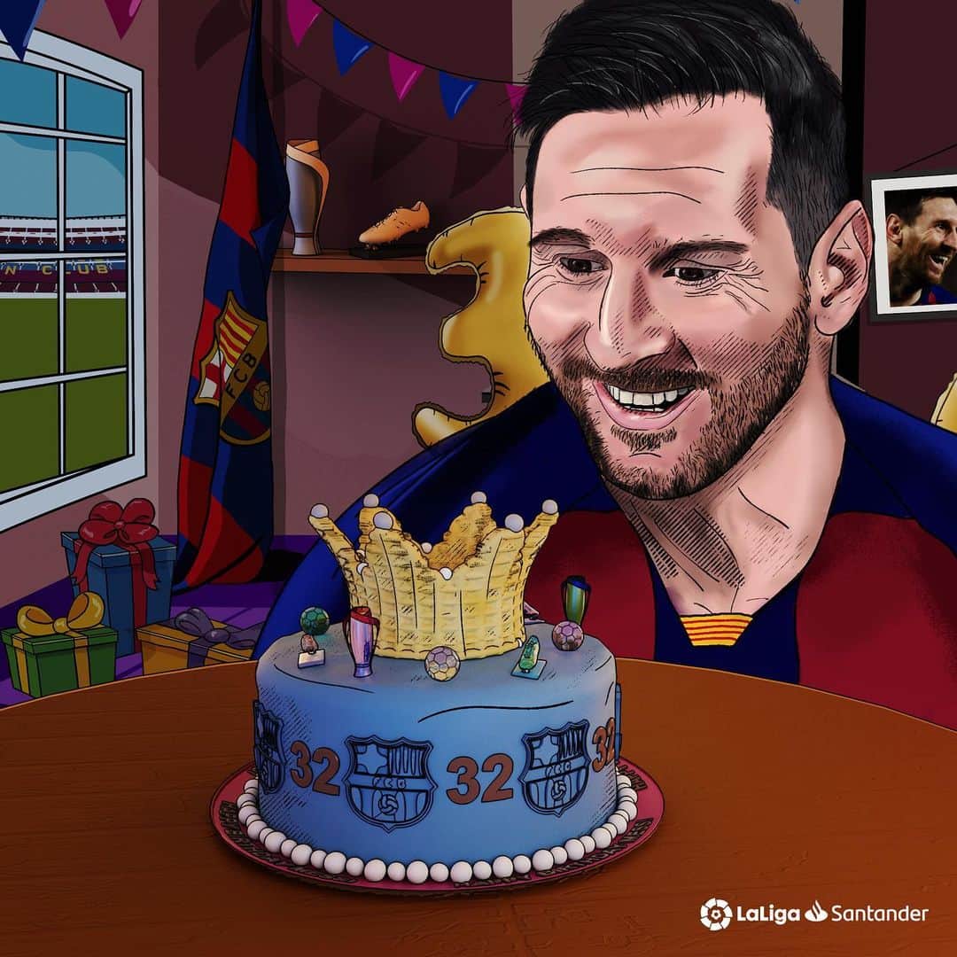 LFPさんのインスタグラム写真 - (LFPInstagram)「‘The King’ turns 3️⃣2️⃣! 👑 Happy Birthday, @leomessi! 🎂 • #Messi #Barça #HBD #HappyBirthday #LaLigaSantander #LaLiga」6月24日 16時59分 - laliga