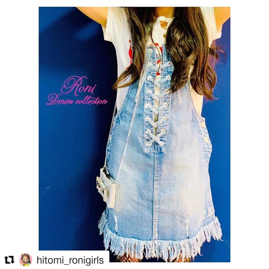 RONI WORLDのインスタグラム：「#Repost @hitomi_ronigirls (@get_repost) ・・・ 🍀 RONI denim collection ☘️ ❤︎ Damaged denim jumper skirt 🍭🧡💙 ❤︎ ❤︎ #RONI #ロニィ #ronigirls8期生 #キッズファッション #ロニガインスタ #ロニガスタグラム #vol11 #デニムコレクション #ダメージデニム #デニムジャンパースカート #デニムコーデ #2019春夏 #新作入荷 #roni #ronigirls #kidsfashion #kidscoodinate #ronigainsta #ronigastagram #denimcollection #2019ss #ig_kids #ronigirls8th #kidsmodel #juniormodel #dancers #models #check #followme」