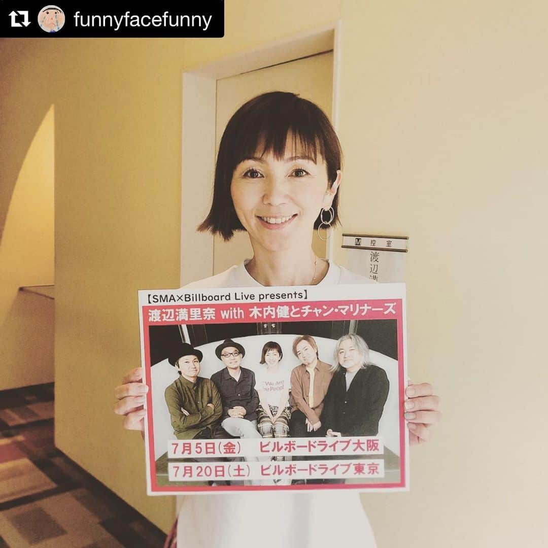 たちばな哲也さんのインスタグラム写真 - (たちばな哲也Instagram)「やりまーす。 ........ 以下、満里奈氏コメント . #Repost @funnyfacefunny with @get_repost ・・・ 宣伝させてください！ 28年ぶり（⁉️）にライブやります。 7/5（金）ビルボードライブ大阪 7/20（土）ビルボードライブ東京。 どちらも2回公演です。  昨秋イベントで結成した、渡辺満里奈with木内健とチャン・マリナーズ（ネーミングが昭和）という、SPARKS GOGOの3人と、アレンジャーに木内健（きうちたけし）くんを迎えたユニット。 温かいライブになりそうな予感。 懐かしい当時を味わいにぜひお越しくださいませ。 きっと最後のライブ。 一緒に楽しみましょう✨ ★ #ビルボードライブ東京  #ビルボードライブ大阪  #いよいよ10日後 #いやー緊張するわ」6月25日 0時04分 - itecchi