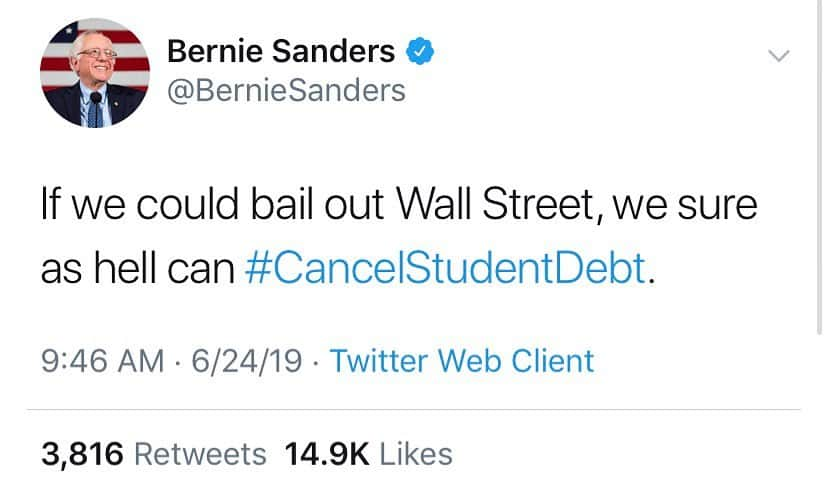 バーニー・サンダースさんのインスタグラム写真 - (バーニー・サンダースInstagram)「#CancelStudentDebt」6月25日 0時56分 - berniesanders