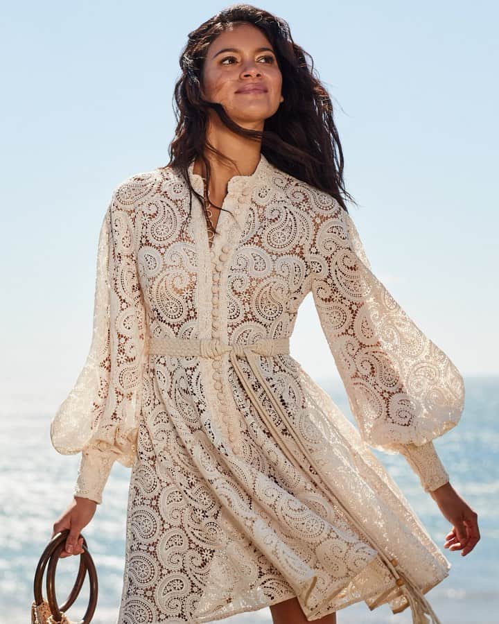Saks Fifth Avenueのインスタグラム：「#SaksIRL: Spend your Monday under the sun in a billowy bohemian number like environmental activist @juanaburga. "Waking up and being near the ocean makes me feel alive," she says.」