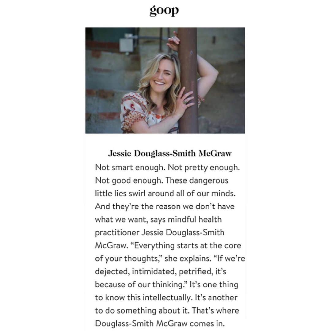 ナタリア・コルドバ・バックリーのインスタグラム：「Starting this week with ✨LIGHT✨ .  My dear friend @whatmovesyoula is featured in @goop , as one of the “11 Professionals Helping People Find More Satisfying, Successful Careers"...but she goes beyond career.  Here is my testimony on the healing magic that is Jessie.  Jessie transformed my relationship with myself, consequently with the outside world and thus has brought a peace to my existence that is now not a transitory space but one I can reach anytime I feel it slipping from my hands.  Growing up, I at times felt trapped, suffocated or depressed. I now know that what was keeping me from escaping that cage was the hurricane of thoughts swirling around inside me. Thoughts I had believed to be true. Thoughts I had allowed to define me. Jessie and her mindful practice taught me how to comb through the knots of my thoughts.  By identifying the thinking that was creating these mental and emotional prisons, she freed me.  I no longer belong to the old thought pattern or belief system that use to rule over my joy. I belong to myself.  To my intuition.  To my heart. Jessie will teach you how to listen to your true voice...one that will never lead you astray...your wisdom.」