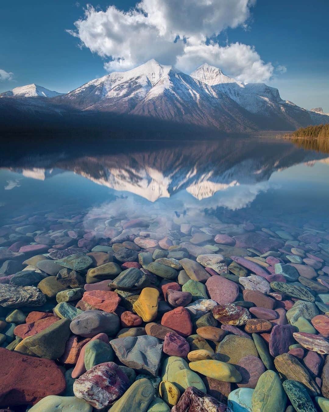 Canon Photographyさんのインスタグラム写真 - (Canon PhotographyInstagram)「Photography by @traunfoto “This photo was taken on an early fall day at Lake McDonald Glacier National Park in Canada. It was mid morning and the water was eerily still, which is unusual as it is known for its windy conditions. I used my Canon 5D mk3 and wide angle lens to get this shot, as well as a tripod which positioned my camera only inches off the water. To top it off, a giant cloud hovered over Stanton Peak and created a great reflection over the water.” #lake #reflection #sky #mountain #canada」6月25日 2時04分 - cpcollectives