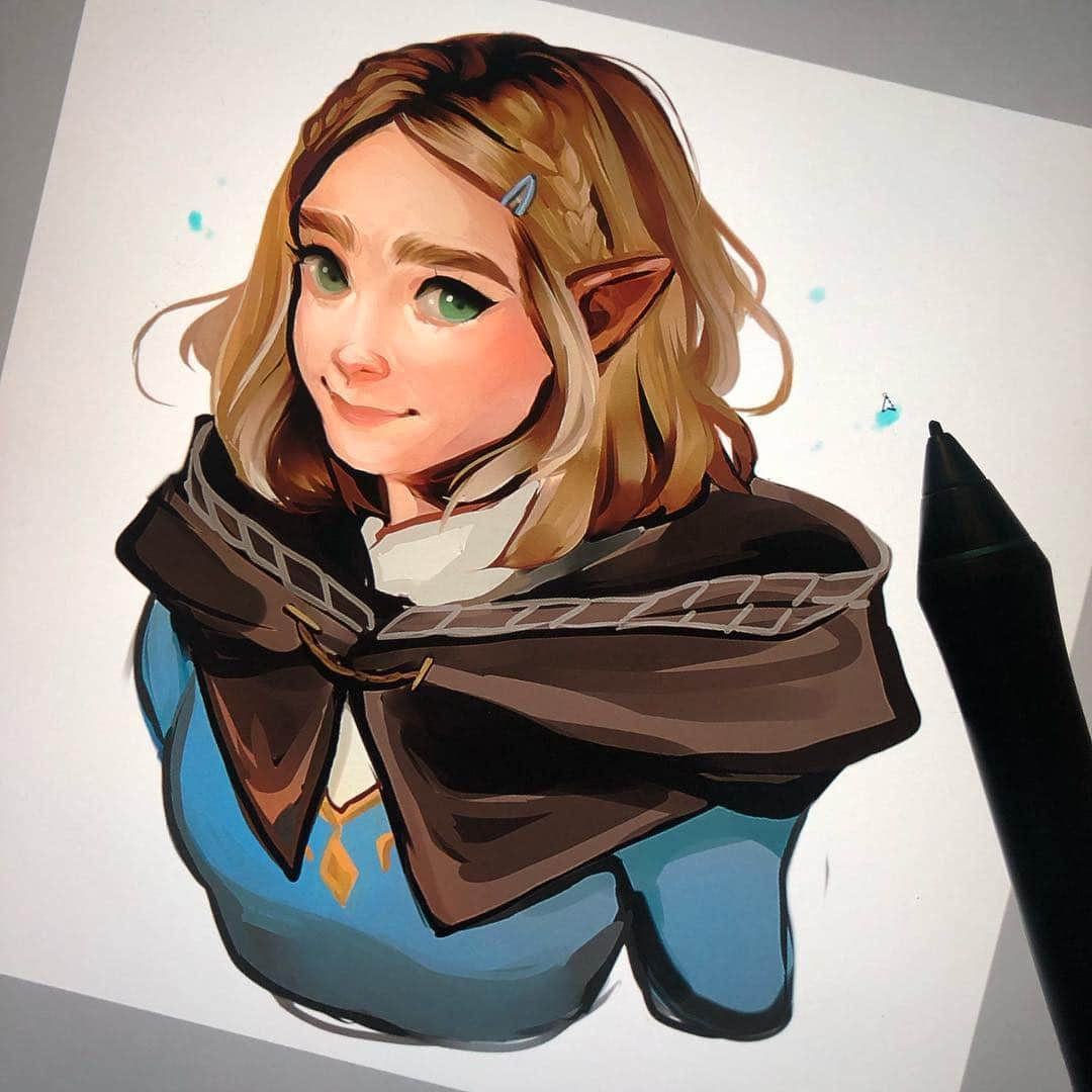 Laura Brouwersさんのインスタグラム写真 - (Laura BrouwersInstagram)「zelda = baby (Im so excited for breath of the wild 2!! Drew this cause i barely ever fan art lately and a tweet i did about the announcement of the sequel about zelda’s new bisexual haircut got a little bit large)」6月25日 5時35分 - cyarine