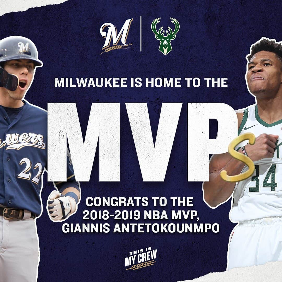 ミルウォーキー・ブルワーズさんのインスタグラム写真 - (ミルウォーキー・ブルワーズInstagram)「It’s the season of the MVP in MKE.  #ThisIsMyCrew | #FearTheDeer」6月25日 12時17分 - brewers