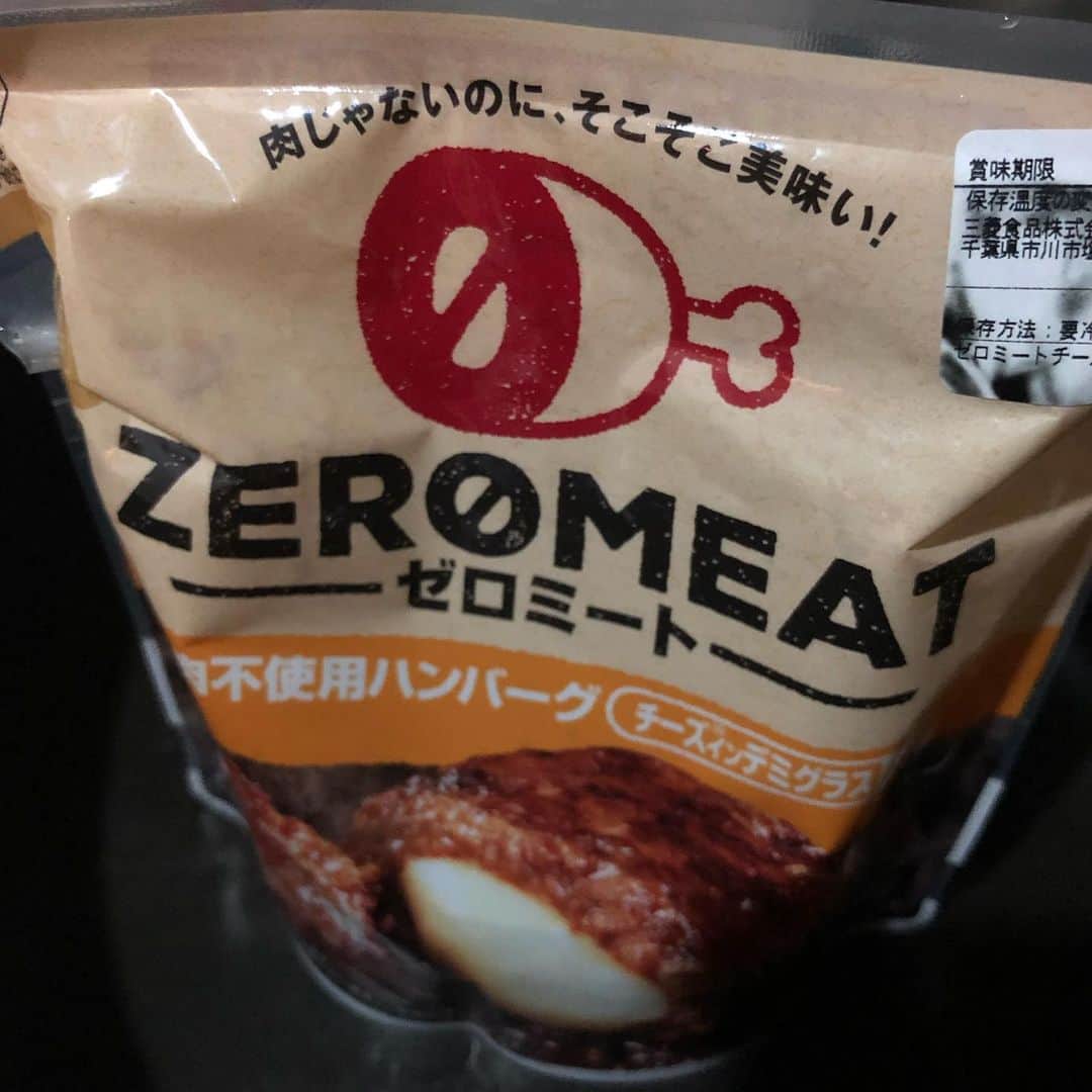 みずしな孝之のインスタグラム：「キャッチコピーの志が低い大豆肉ハンバーグ。そりゃ肉と比べたら…という味だけどかなり努力の見られる味。いつもはちゃんと肉のバーグを食べたいけど、これでいいやー、という日もある。」