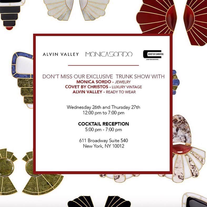 Monica Sordoのインスタグラム：「Dear Friends! Please join us for a very unique Trunk Show and Open Studio, featuring not just MS latest arrivals (Including some fall pieces already!) but also Alvin Valley Resort and Luxury Vintage and rare finds by Christos Garkinos. Don’t Miss it! ✨✌🏼」