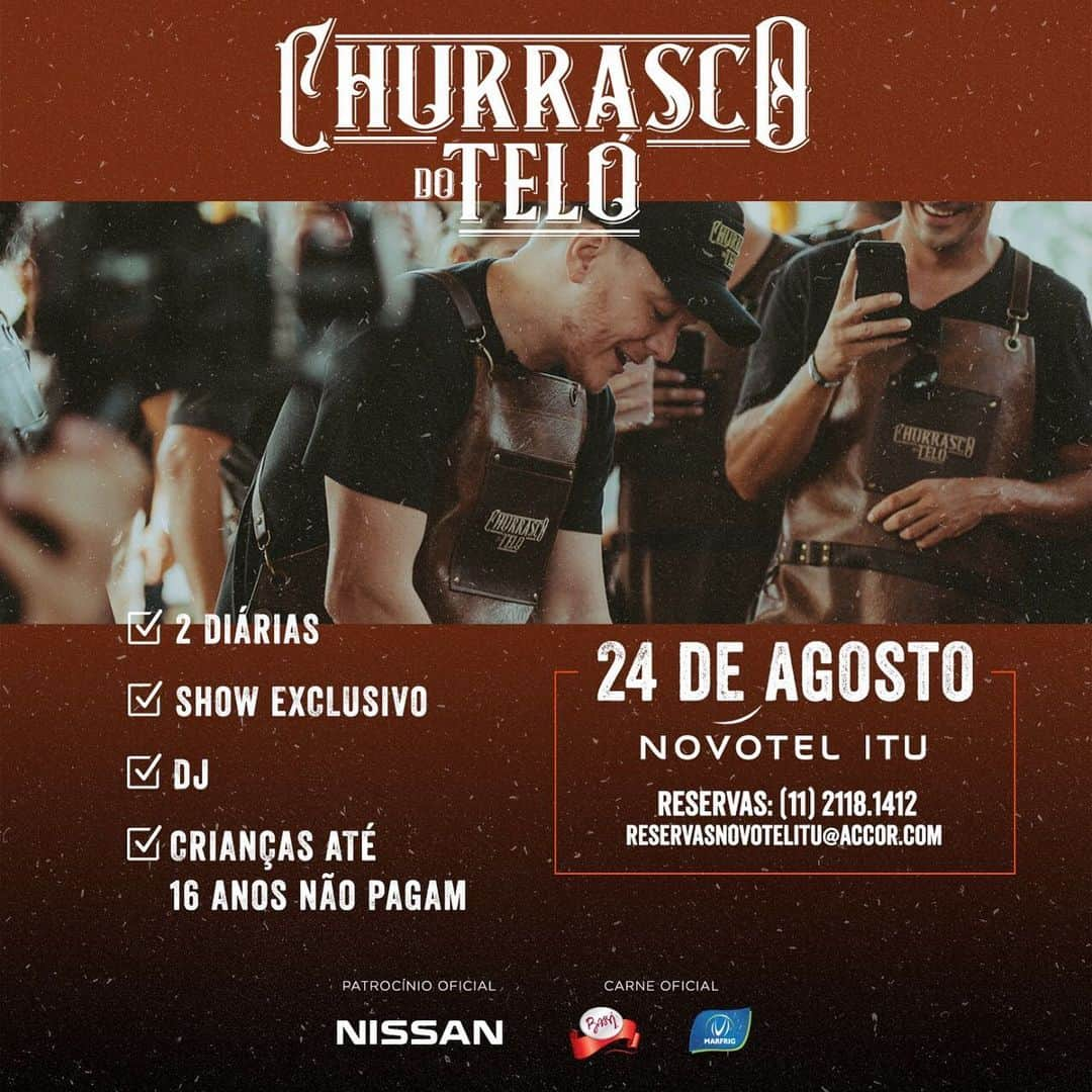 ミシェル・テロさんのインスタグラム写真 - (ミシェル・テロInstagram)「A terceira edição do @churrascodotelo já tem data e local marcado! Dia 24 de agosto no @novotel.itu. Espero vocês lá para um final de semana com moda boa, churrasco do bom e muita diversão!  Reservas: (11)2118-1412 ou pelo e-mail: reservasnovotelitu@accor.com」6月26日 1時03分 - micheltelo