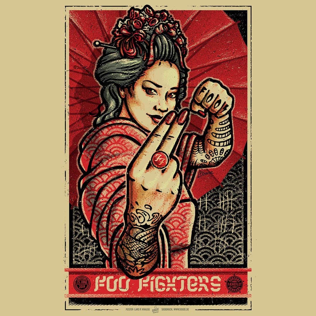 フー・ファイターズのインスタグラム：「🇩🇰DENMARK 🇩🇰 ARE YOU READY??? TONIGHT >> @faengslet 🎫: Link in bio. . 5:00p  Doors Open 6:30p  @frankcarter23 @andtherattlesnakes  7:30p  @themindsof99  9:00p  #FooFighters . 🖌: @lars.p.krause」