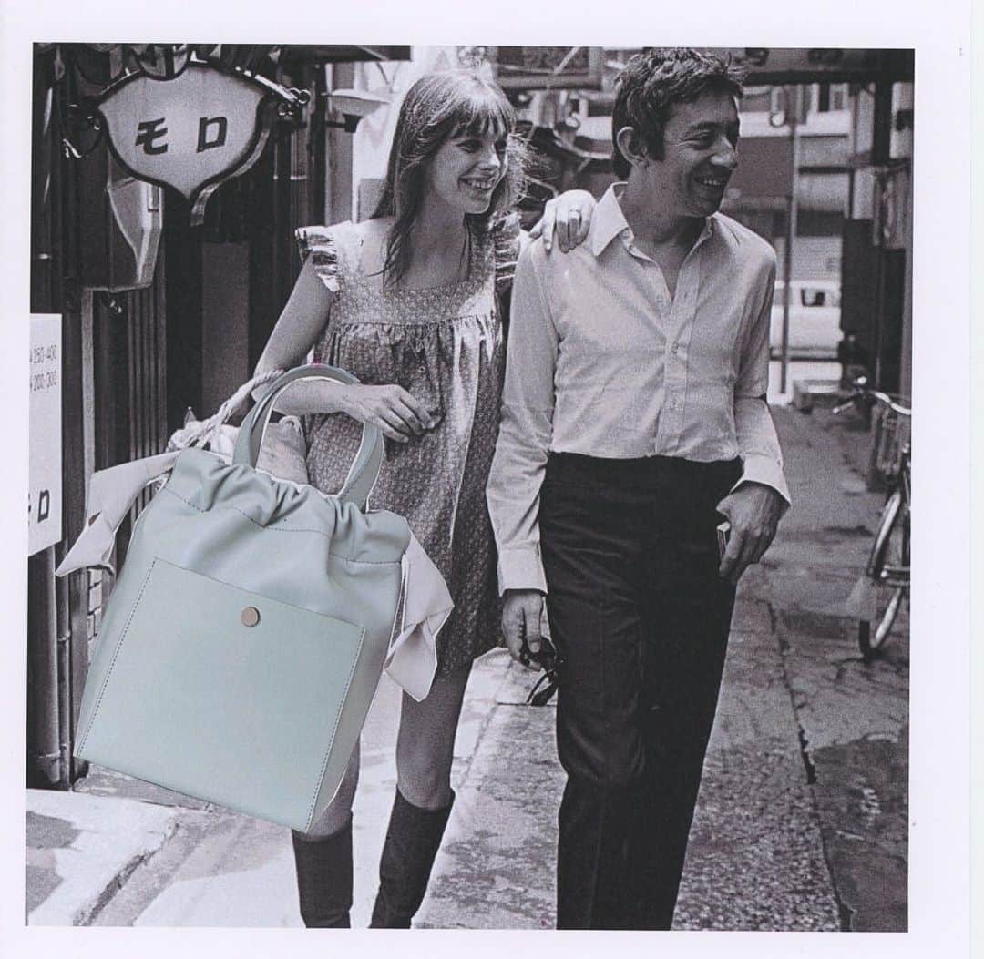 Sophie Hulmeのインスタグラム：「Collage! @williamfarr mixes our bags into some classic pictures. Here The Knot fits right in with Jane Birkin....」