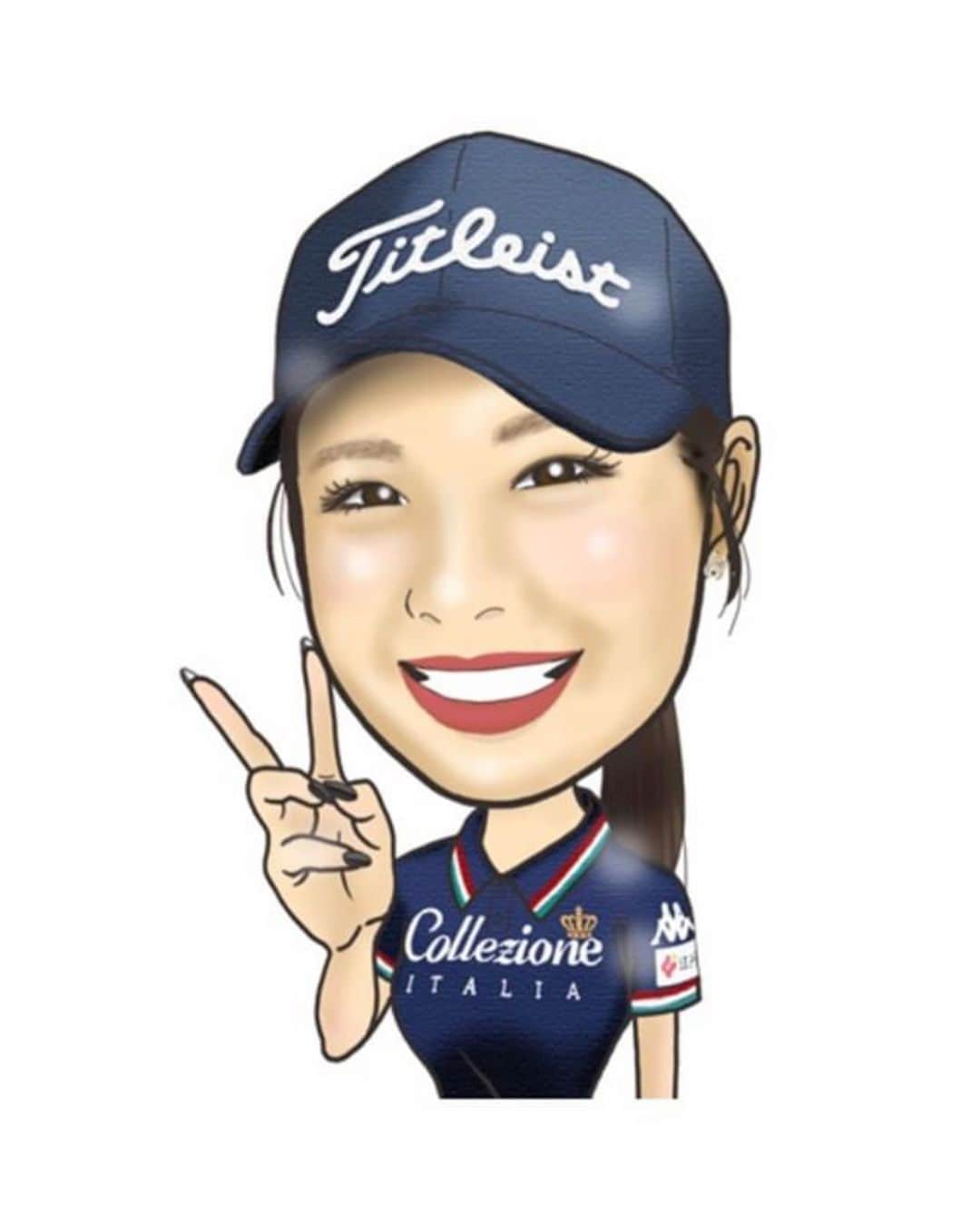 鶴岡果恋のインスタグラム：「. ファンの方に作成して頂きました😳  似てるかな？☺️❣️ .  #似顔絵 #kappa #タイトリスト」