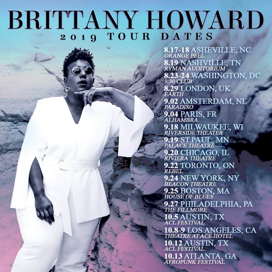 アラバマ・シェイクスのインスタグラム：「Brittany Howard will be touring this summer and fall in support of her new album, ‘Jaime’. A limited number of pre-sale tickets for USA shows will be available today at 10am local time w/ code HISTORY while public on-sales begin Friday, June 28th, at 10am local time. Tickets go on sale to the public for all UK/European dates on Friday, July 5th at 10am BST. Visit brittanyhoward.com for the full list of dates + ticket info (some on sale dates vary).」