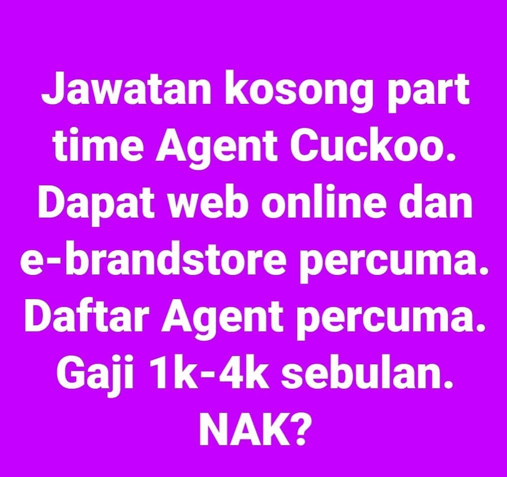 Koleksi Komik Malaysiaさんのインスタグラム写真 - (Koleksi Komik MalaysiaInstagram)「Jawatan kosong part time Agent Cuckoo. 🙂 ✔ ZERO MODAL ✔Dapat web online dan e-brandstore percuma. ✔Daftar Agent percuma. ✔Gaji 1k-4k sebulan. ✔ Tak perlu postage ✔ Tak perlu simpan stock ✔ 20 tahun ke atas  Berminat bole whatsapp ke 01120445709. 🙂  #usahawancuckoo #cuckoomalaysia #cuckoo #ejencuckoo #dropshiptanpamodal #dropship」6月25日 21時58分 - tokkmungg_exclusive