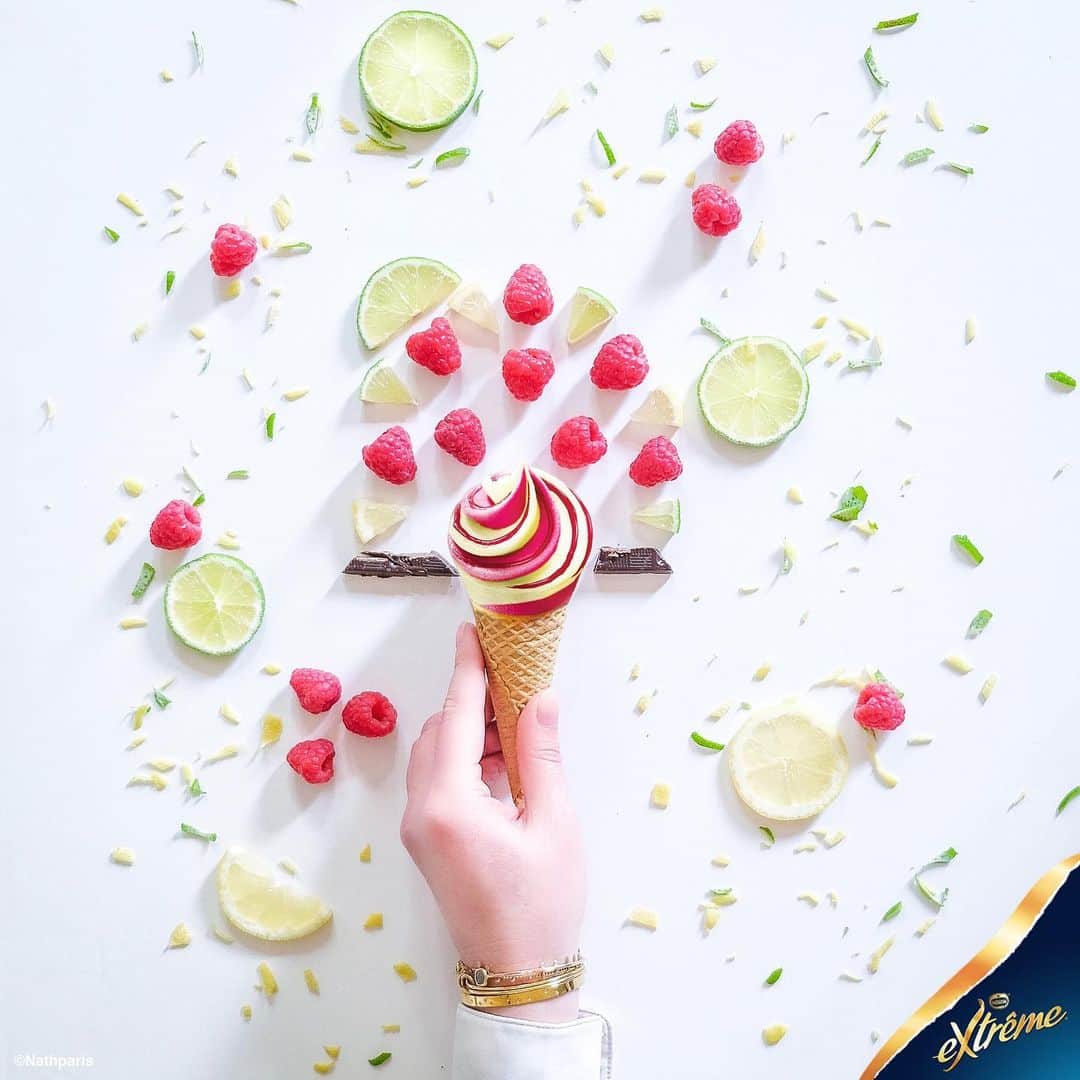 nathparisのインスタグラム：「Moment de fraicheur avec Extrême …. La chaleur arrive, savourez un sorbet citrons framboise.  Et vous quel parfum préférez-vous ? . . @extremeglace_fr #savourezlinattendu #extremeglace」