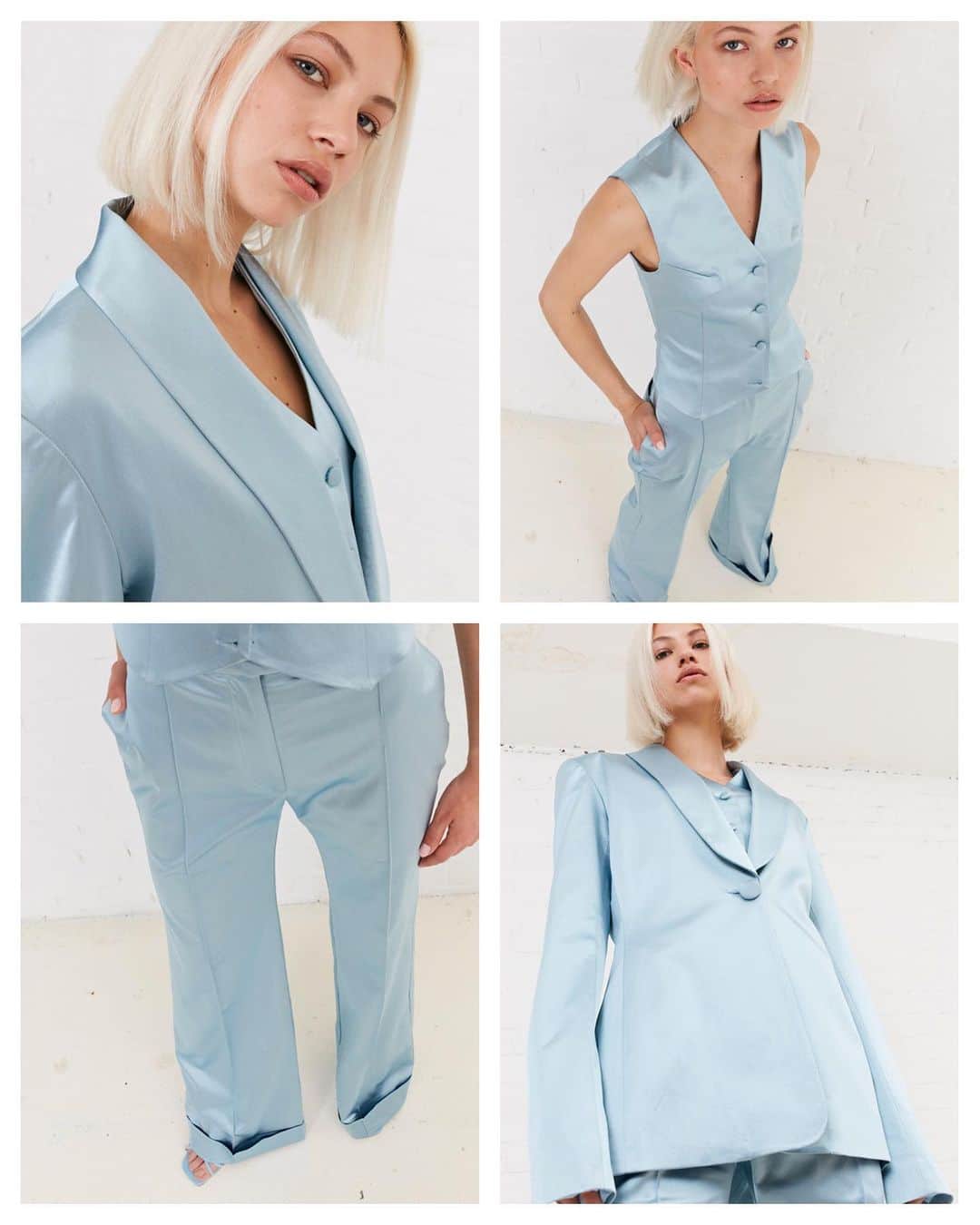 ハウスオブホランドさんのインスタグラム写真 - (ハウスオブホランドInstagram)「Our second Show Your True Colours collection celebrates the Transgender community with 3 piece satin tuxedos in the colours of the Transgender flag. The flag was created by Monica Helms in 1999 and the colour blue represents the traditional colour for a baby boy. Our Blue Satin Tailored Suit is available now and 25% of the profits from the collection will be donated to @aktcharity. #houseofholland #showyourtruecolours #albertkennedytrust」6月25日 23時39分 - houseofholland