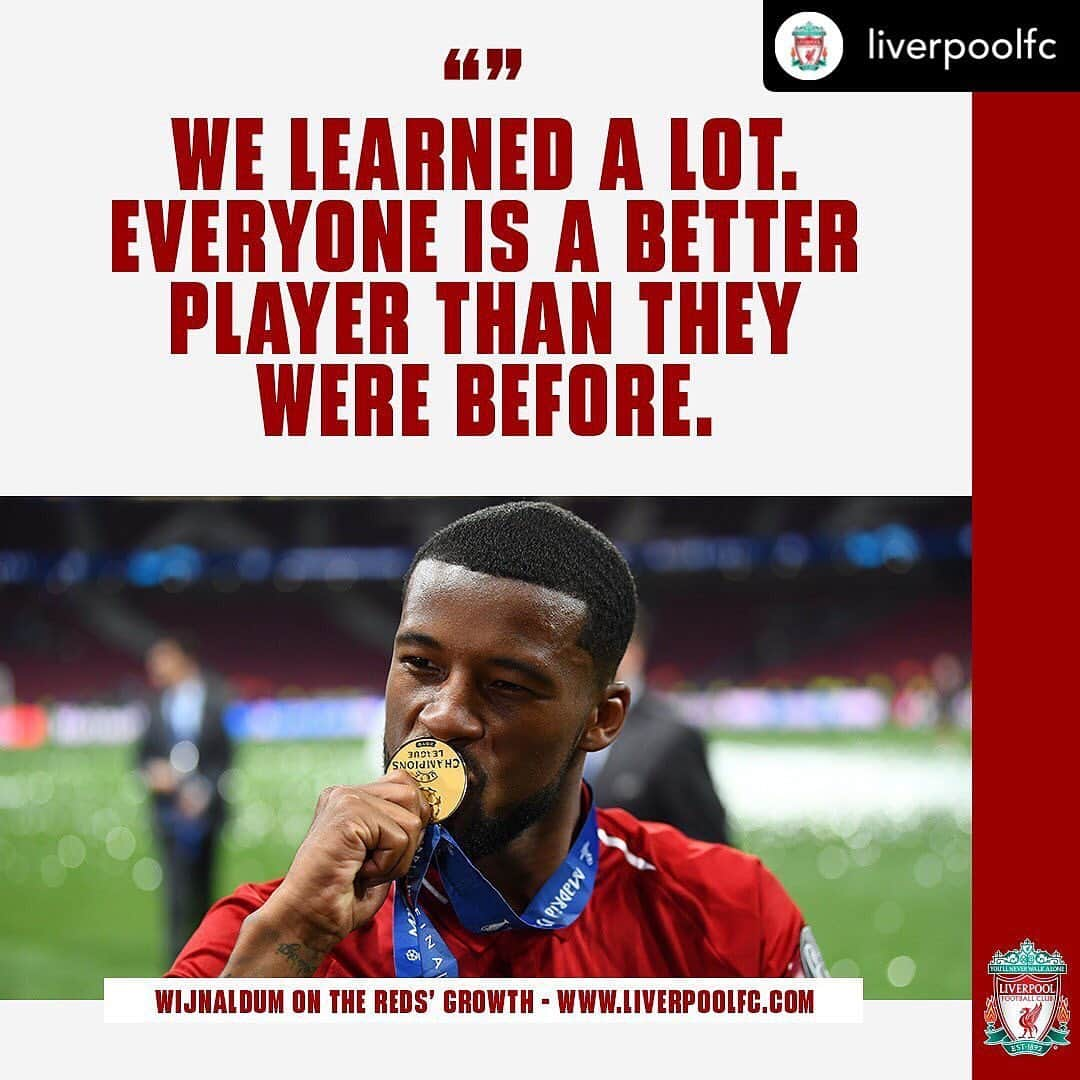 ジョルジニオ・ワイナルドゥムさんのインスタグラム写真 - (ジョルジニオ・ワイナルドゥムInstagram)「👊🏾🔴 #YNWA  @liverpoolfc - Gini on our growth as a team and development over the past season. 👊🔴 #LFC #LiverpoolFC」6月26日 0時15分 - gwijnaldum