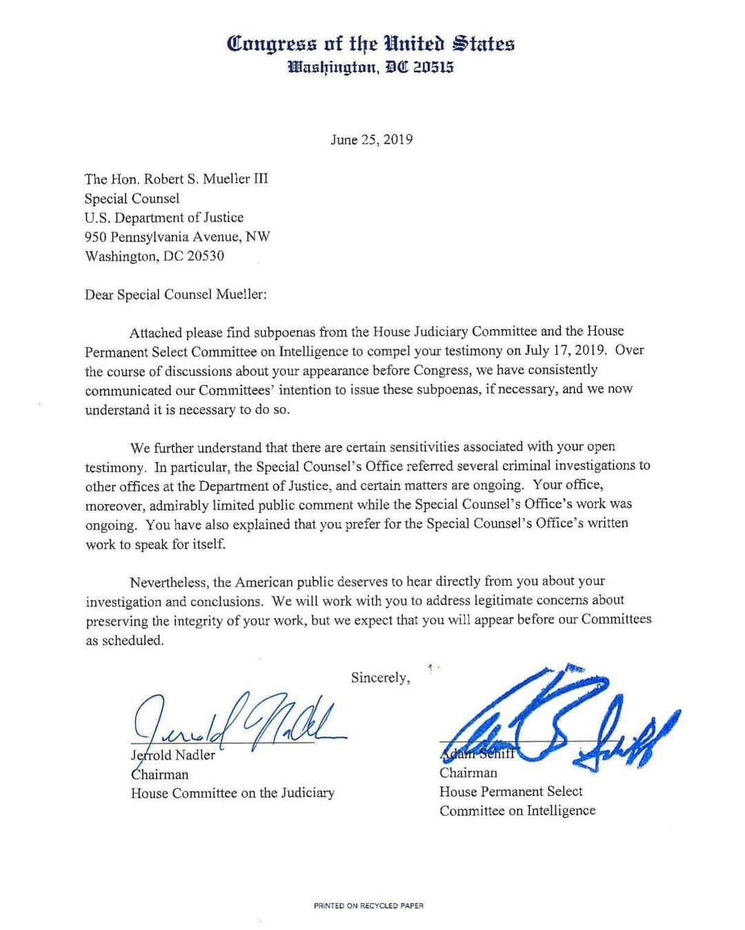 NBC Newsさんのインスタグラム写真 - (NBC NewsInstagram)「BREAKING: In response to subpoenas, Robert #Mueller has agreed to testify publicly before Congress on July 17, House Judiciary and Intel Cmte. chairmen announce.」6月26日 10時45分 - nbcnews