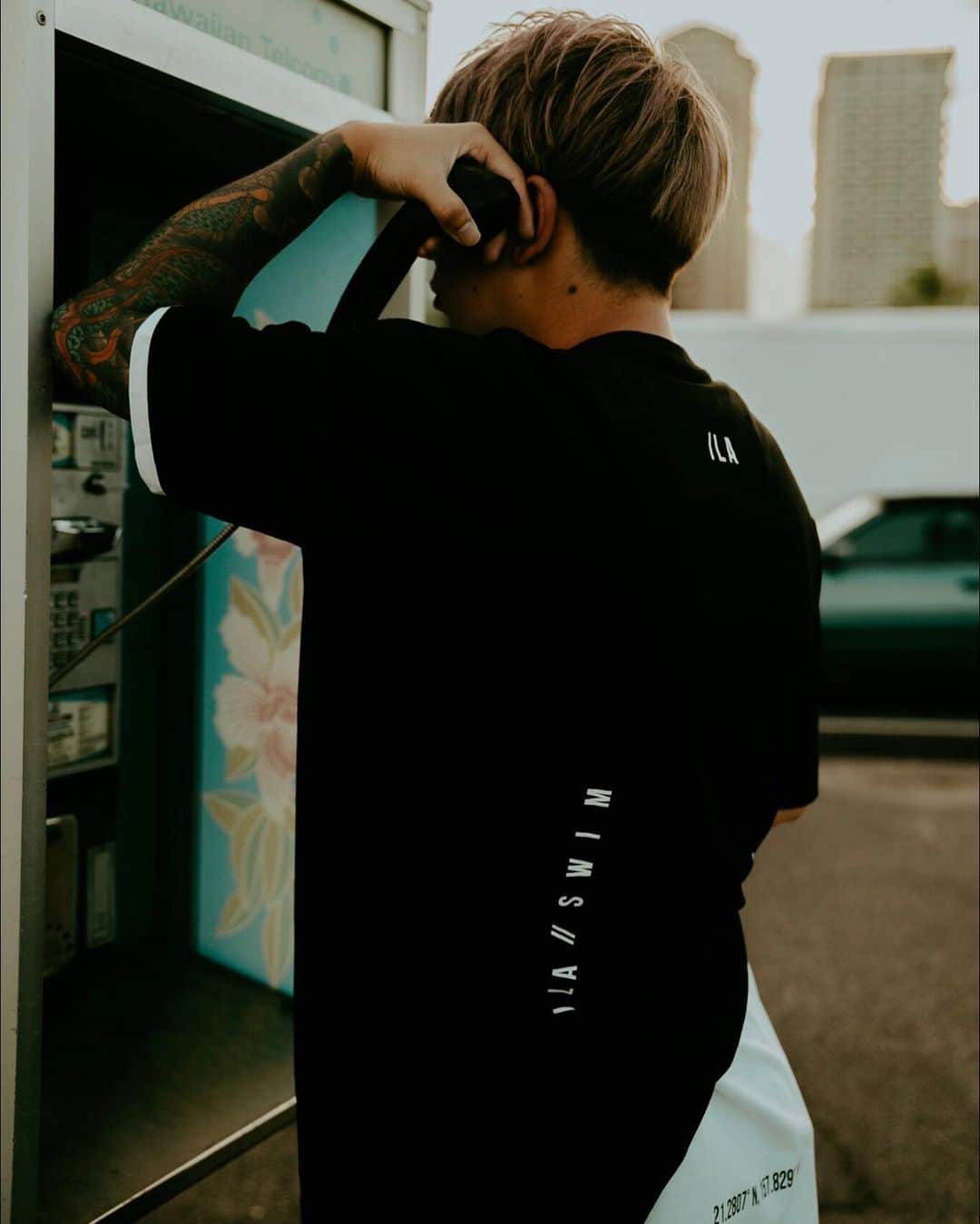 ILAのインスタグラム：「Location tee now available in 3 colors • White • Black • Blue #ilaswim #plwstudios Photo 📸: @hiroyabrian @p.l.w.studios」