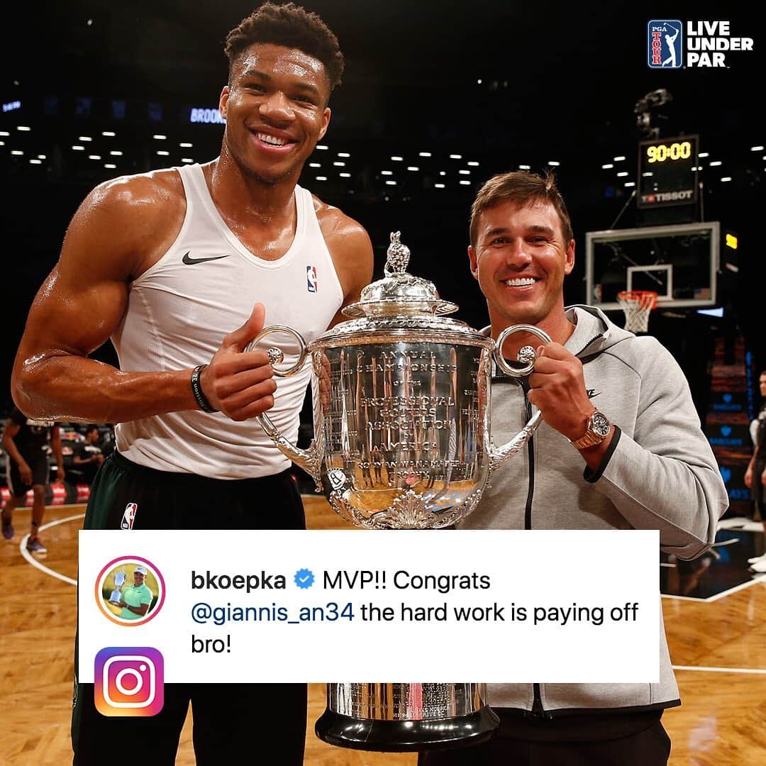 PGA TOURさんのインスタグラム写真 - (PGA TOURInstagram)「@bkoepka x @giannis_an34  The reigning Player of the Year ⛳️ praises the third-youngest player to win Most Valuable Player 🏀 in the past 40 seasons.  #LiveUnderPar」6月26日 3時22分 - pgatour