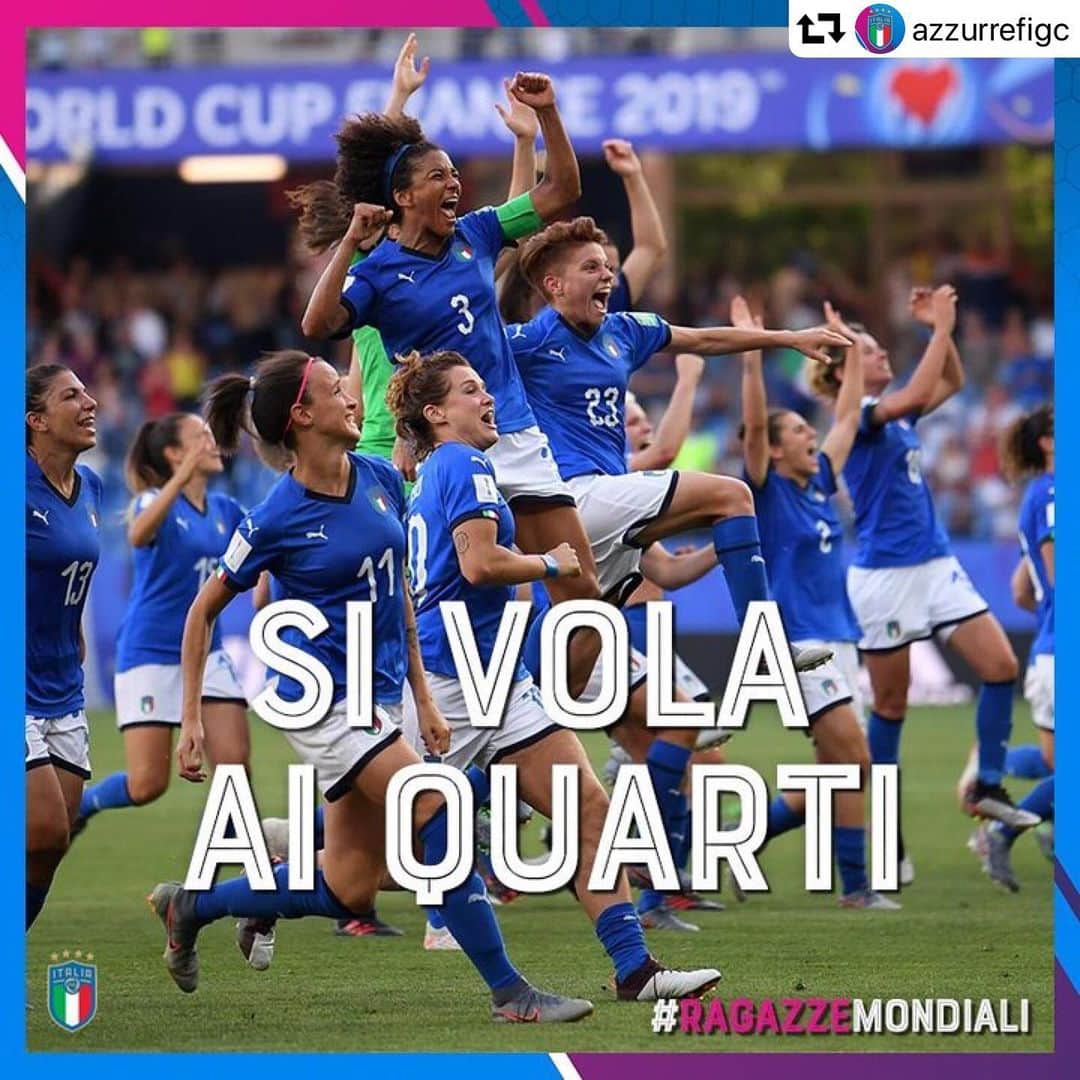 サッカーイタリア代表さんのインスタグラム写真 - (サッカーイタリア代表Instagram)「#repost @azzurrefigc ・・・ 🇮🇹 🥳 Si vola ai Quarti con una straordinaria vittoria!!! Forza #Azzurre!!! 😍 🎊 🎉 #RagazzeMondiali #FIFAWWC #ItaliaCina #ITACHN」6月26日 3時24分 - azzurri