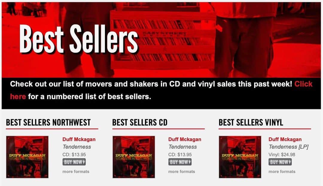 ダフ・マッケイガンさんのインスタグラム写真 - (ダフ・マッケイガンInstagram)「Thank you to everyone who has purchased #TENDERNESS! Best selling album in the Northwest + Vinyl + CD!  easystreetonline.com/TopSellers」6月26日 7時25分 - duffmckagan