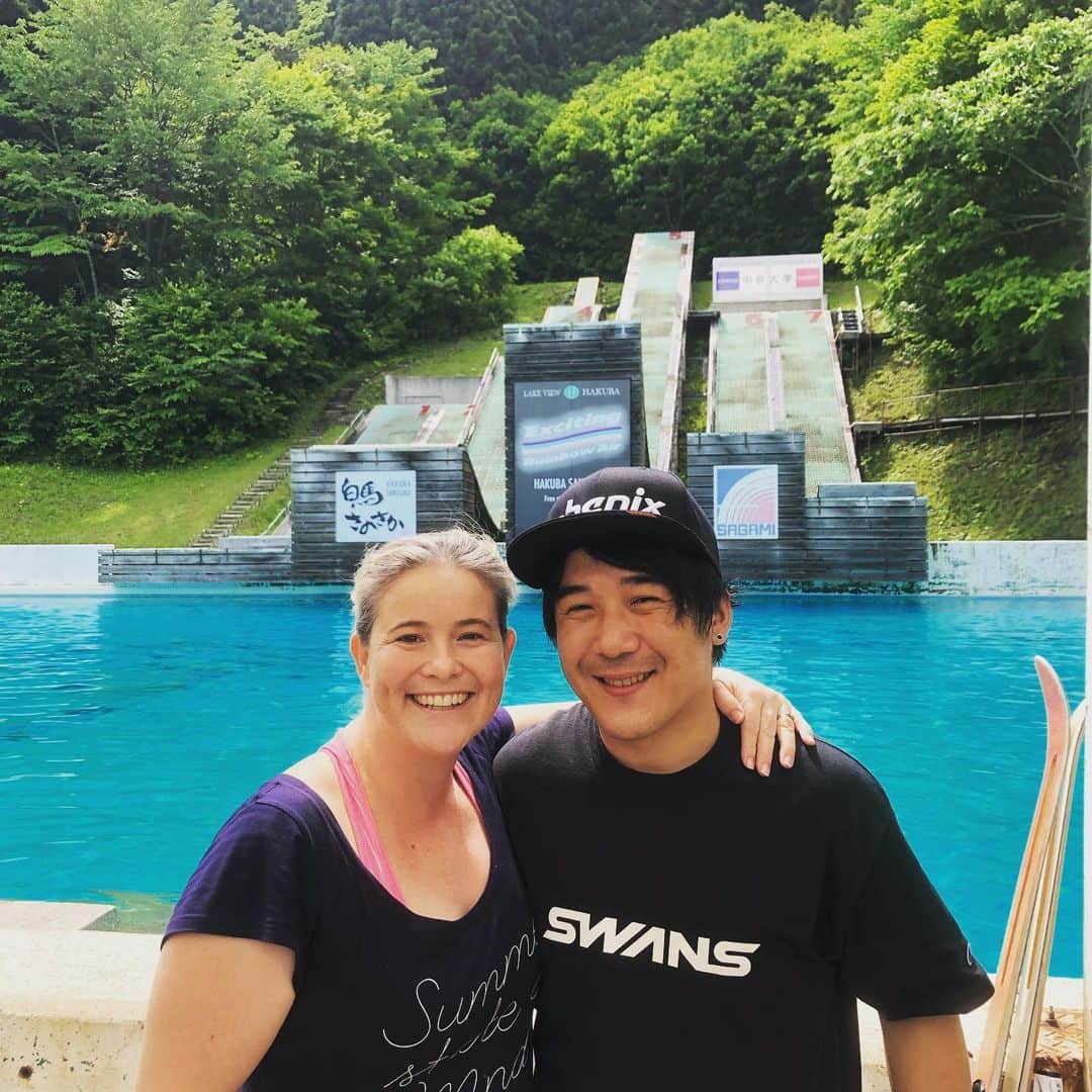 のインスタグラム：「さのさかで会うとか違和感しかない😄久々すぎて誰かわかんなかったw #VancouverOlympian #aerials #BreeMunro #🇦🇺 #さのさかウォータージャンプ」