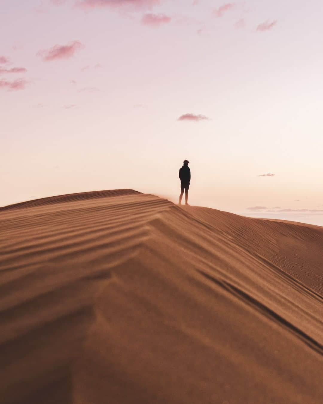 Nikon Australiaさんのインスタグラム写真 - (Nikon AustraliaInstagram)「"A hidden gem in my local region, once you get out of the car at Perry Sandhills it feels like you have entered another world, so different from the surrounds of the Malle region. Beautiful deep orange sand, sculpted by the weather, a photographers playground. I came out this day in hopes of an epic sunset and later some astrophotography. Nature decided to favour my astrophotography idea and blew most of the clouds away for sunset, but this magical pastel light made the horizon glow - anyone would think we are out in the Sahara . As I searched for a possible composition, I noticed my friend walking along the sand dunes ever so picturesque. Just as I got into position to snap that sneaky shot a gust a wind came through and blowing the sand ever so perfectly. Colour pallet of dreams, a very proud image of mine and perfect reminder to be quick on your feet." - @jacintaleephotography  Camera: Nikon #D5200 Lens: AF-S DX NIKKOR 35mm f/1.8G Settings: 1/25s |  f/5.0 | ISO 100  #MyNikonLife #Nikon #NikonAustralia #NikonTop #Photography #LandscapePhotography #DSLR #Nikkor」6月26日 14時30分 - nikonaustralia