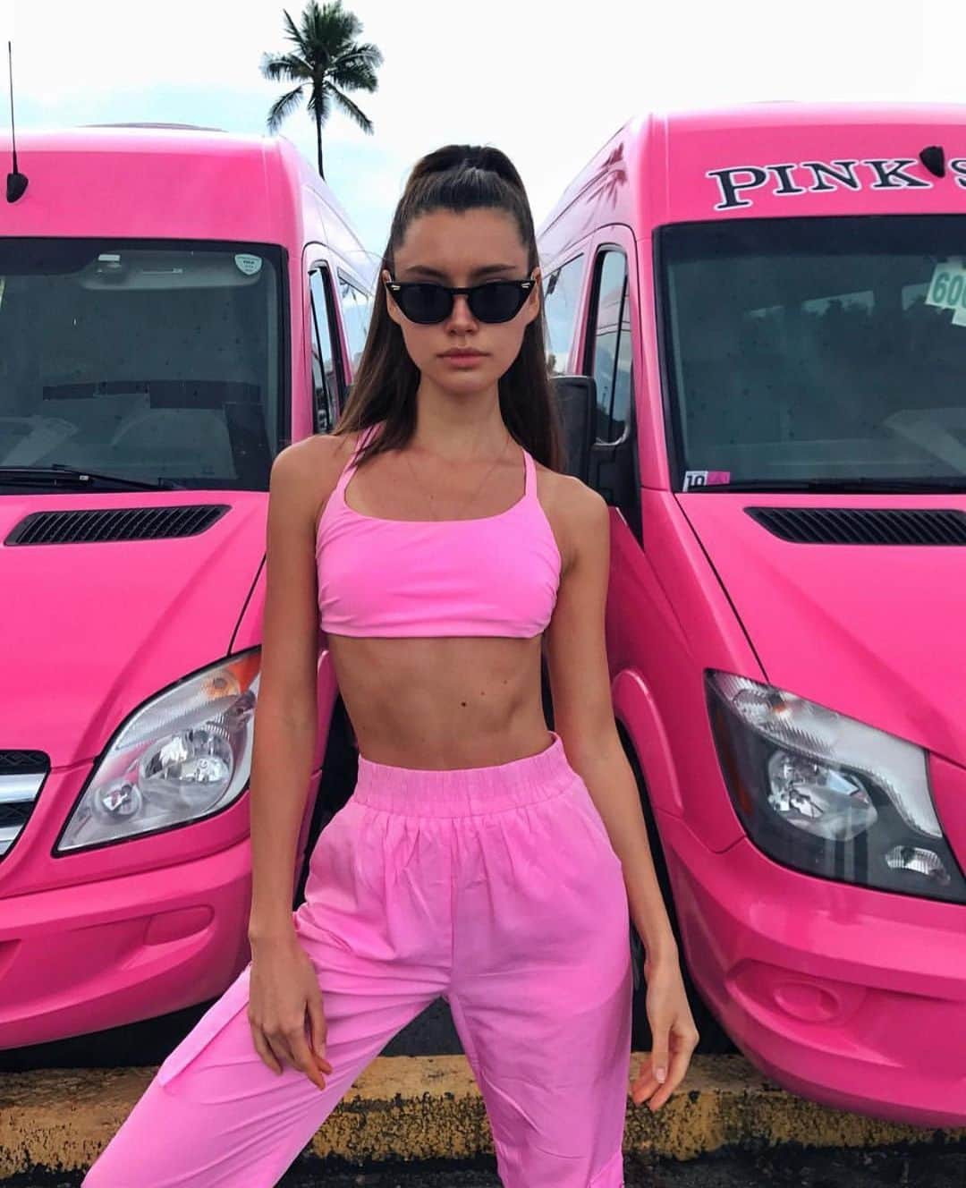 tiger Mistさんのインスタグラム写真 - (tiger MistInstagram)「Make it PINK 🎀 The Floss crop and pant set on TM pink lady @katyaa_golden」6月27日 5時52分 - tigermist