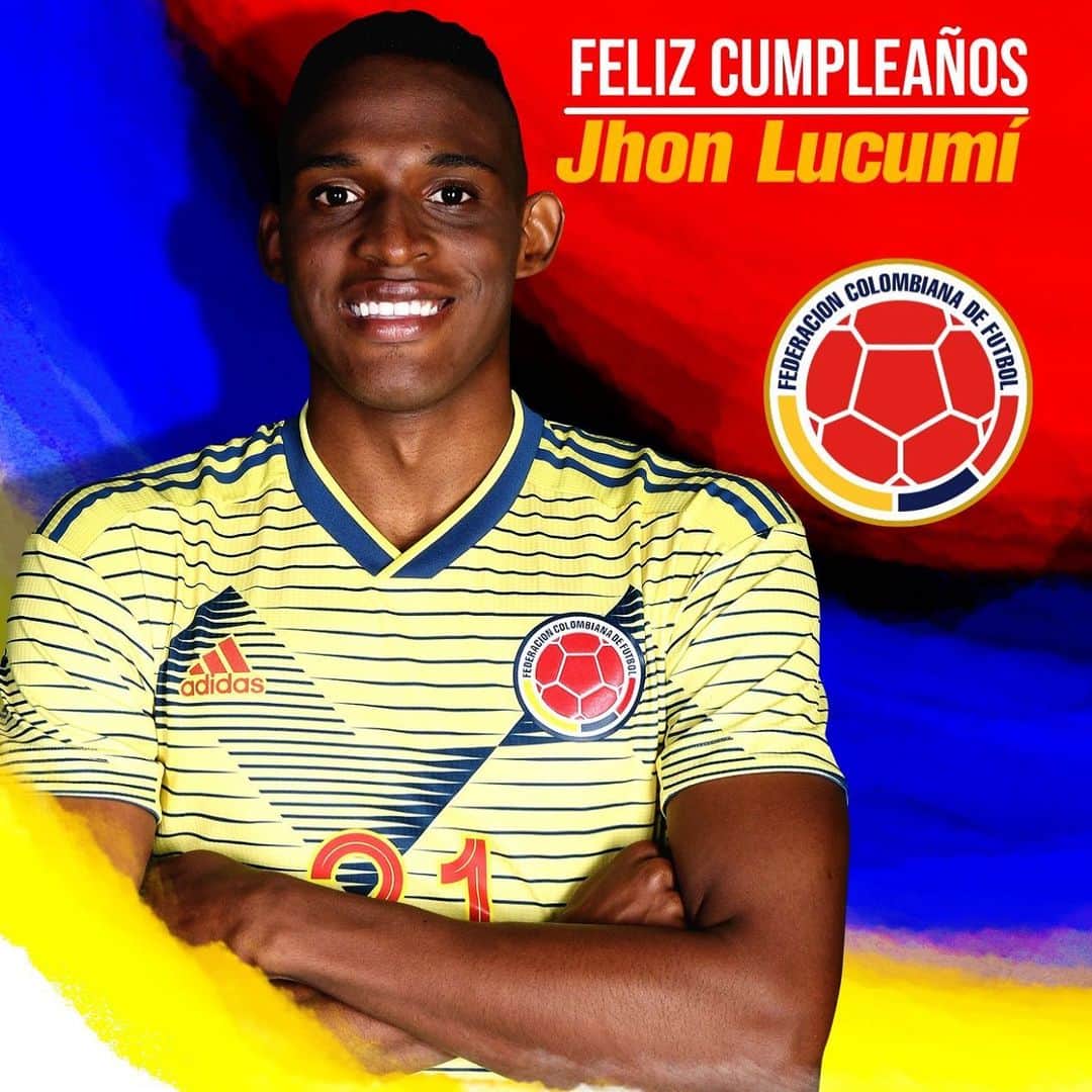 サッカー コロンビア代表チームのインスタグラム：「Feliz cumpleaños #️⃣2️⃣1️⃣ Jhon Lucumí. Esperamos que este día esté lleno de felicidad y fútbol 💪🏻」