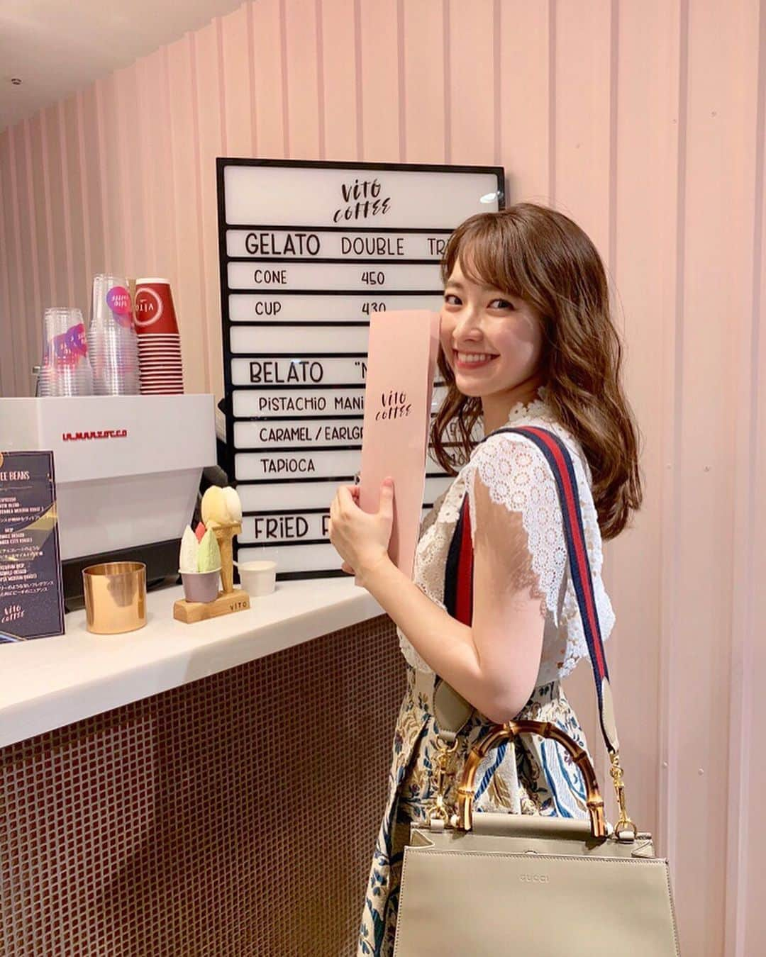 大野愛友佳さんのインスタグラム写真 - (大野愛友佳Instagram)「#SHIBUYA109 リニューアルでオープンする #mogmogstand のレセプションへ。🍨🧁🍓 . @vitocoffeejp がお気に入り♡ ここのヘルシーなジェラートも 大好きなポテトもおいしすぎた😋 . こっこちゃん今日もありがとー👯‍♀️！ @coco.golf . .  #vitocoffee #vito #mogmogstand  #shibuya109 #tokyo #shibuya  #ヴィト #ジェラート #モグモグスタンド #アイス #渋谷109 #レセプション #渋谷カフェ」6月26日 21時49分 - ohnoayuka