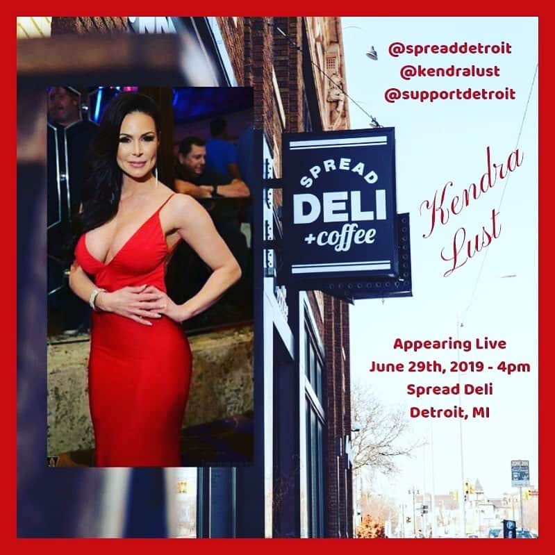 Kendra Lustさんのインスタグラム写真 - (Kendra LustInstagram)「#Detroit come hang with me June 29th this Saturday at @spreaddetroit naming a sandwich after me :) i make the best sandwiches 🥪  let’s eat together and hang out!! 4pm until we all eat 😜 everyone is welcome!!」6月26日 22時00分 - kendralust
