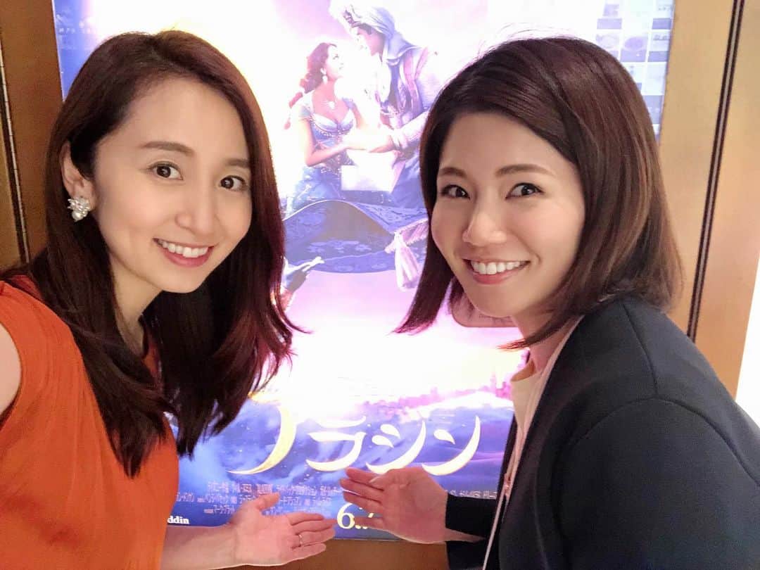 小野恵美のインスタグラム：「ついに念願の映画「アラジン」を観てきました🧞‍♂️💕 音楽も映像も素晴らしくて、幼い頃からみてた原作を裏切らない実写でした。 ジャスミンが本当に可愛かった🥰 あさみん @asamiokuri ありがとう💕 #映画 #アラジン #レディースデー #ディズニー映画 #ディズニー #disney」