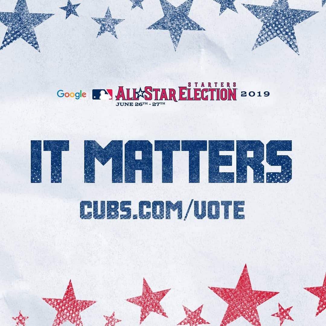 シカゴ・カブスさんのインスタグラム写真 - (シカゴ・カブスInstagram)「Good morning! Today is the day to #VoteCubs for the Starters Election. Cast your vote starting today at 11 a.m. CDT through tomorrow at 3 p.m. CDT. YOUR vote matters: Cubs.com/vote」6月26日 23時00分 - cubs