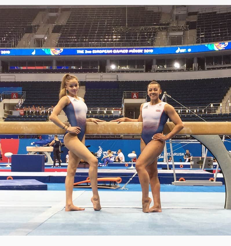 レベッカ・ダウニーさんのインスタグラム写真 - (レベッカ・ダウニーInstagram)「Podium training ✅ Not perfect but 2/2 clean routines and a pretty good start out here in Minsk. Felt amazing to be back out on beam and feeling like myself again after what really feels like forever. So much hard work has been done to get back to this point again for me and tomorrow I can’t wait to give it my best and just enjoy being back.  It’s also been so lovely getting to know @_gmfenton more & having each other to push one another & share this experience with. Can’t wait to show everyone what we can do tomorrow 💪🏽🇬🇧 #Team」6月26日 23時50分 - bdownie92