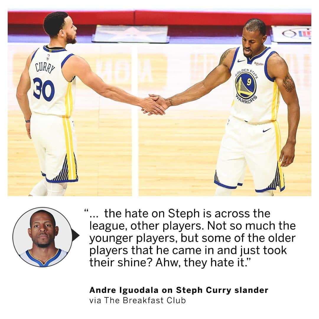 espnさんのインスタグラム写真 - (espnInstagram)「Andre Iguodala says some of the seasoned players in the NBA hated when Stephen Curry came in and took their shine.」6月27日 1時55分 - espn