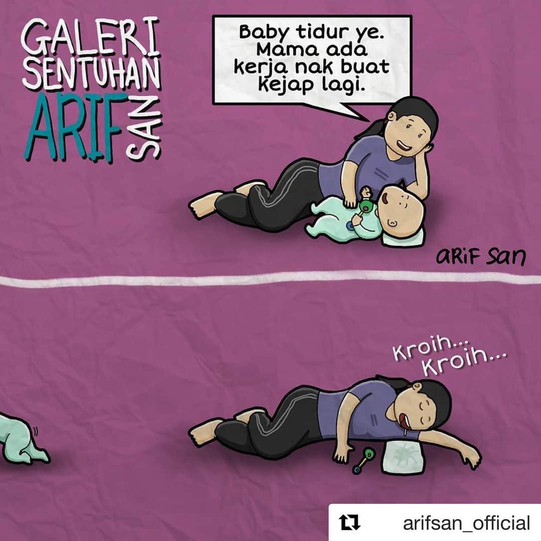 Koleksi Komik Malaysiaさんのインスタグラム写真 - (Koleksi Komik MalaysiaInstagram)「#Repost @arifsan_official with @get_repost ・・・ Apabila seorang bayi menidurkan ibunya.  #GaleriSentuhanArifSan」6月27日 15時13分 - tokkmungg_exclusive