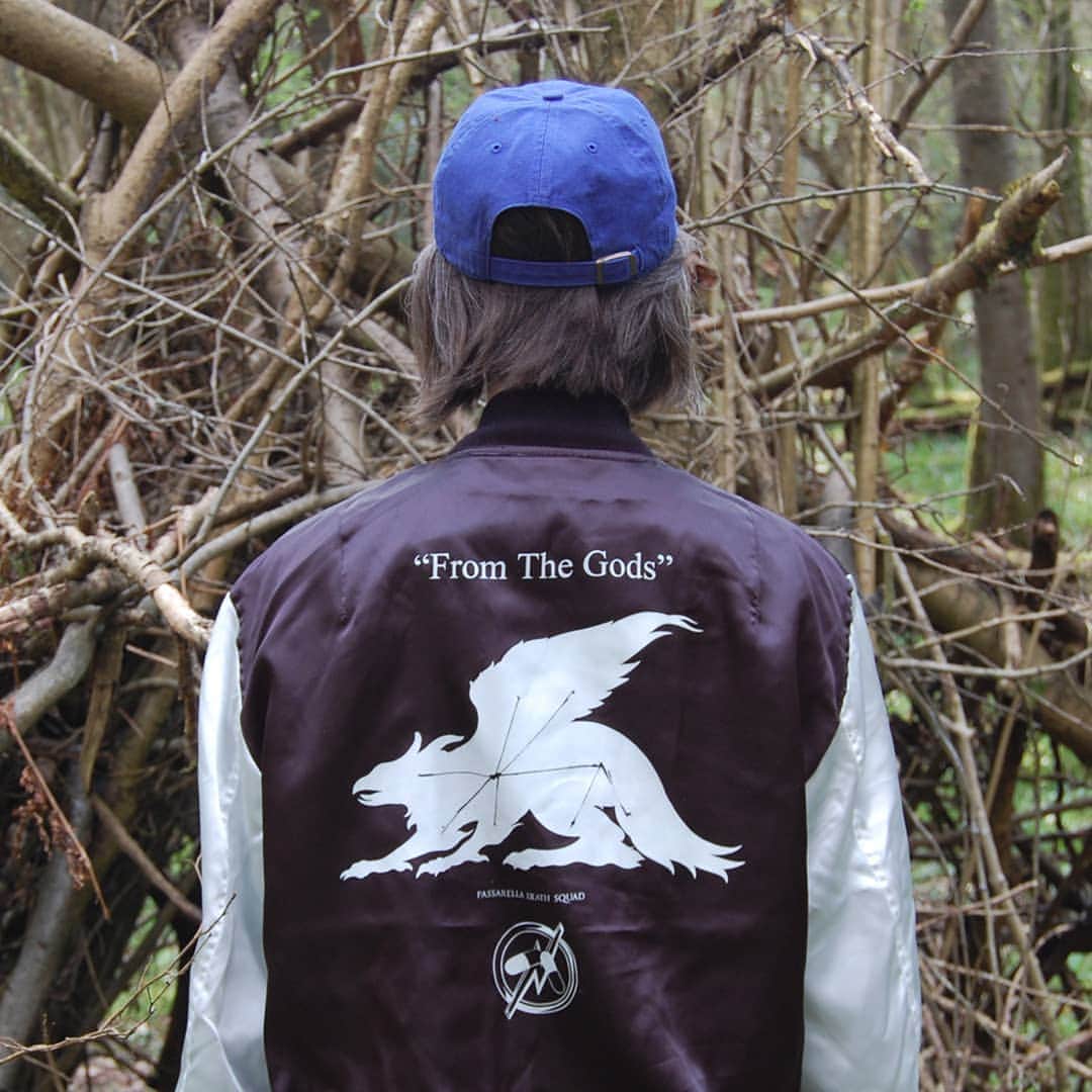 のインスタグラム：「'From The Gods' Satin bomber jacket worn by @marita_fox . ''From The Gods' jackets now available in the Passarella sale, link in the bio. . As always with Passarella, made in England with Japanese fabric. . #madeinengland #madeinjapan #streetstyle #mensstyle #mensfashion #unisex #streetwearfashion #streetwear #london #tokyo #hypebeast #tokyofashion #londonfashion #tshirt #england #japanfashion #jacketstyle #jacket」