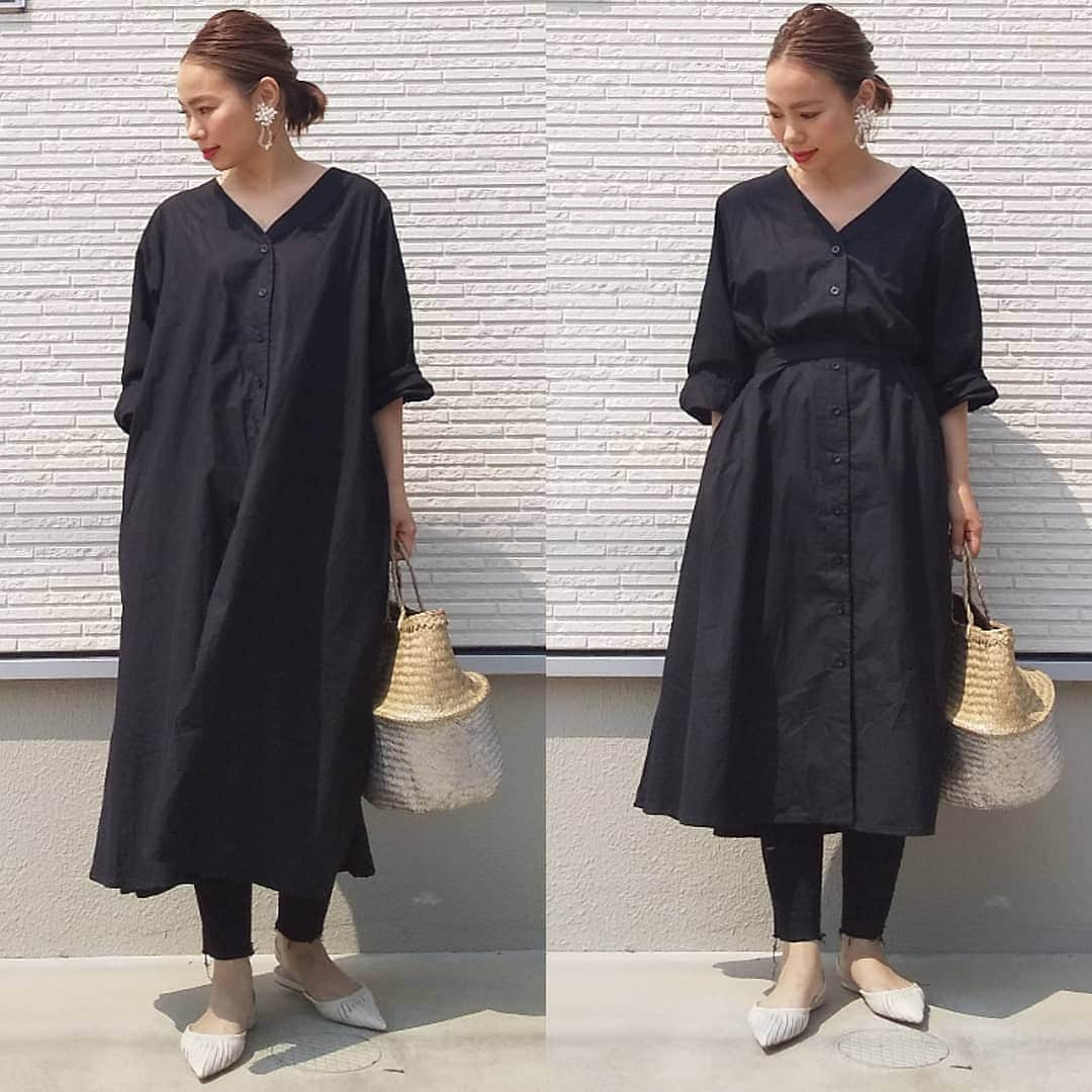 keicoさんのインスタグラム写真 - (keicoInstagram)「ＯＨＹ👴✨ ________________________________ @ladiesfashion.kandk さんのシャツワンピース👗 真っ黒コーデに🐼 紐があるからキュッとあげても🙆 耳元はkeimadeで華やかに♥️ ________________________________ #プチプラコーデ#locari #プチプラファッション#アラフォーコーデ #大人カジュアル#着回しコーデ #今日のコーデ #40代コーデ #ママコーデ#カジュアルコーデ#153cmコーデ#大人ファッション#guコーデ#今日の服#おちびコーデ#mamagirl#オトナカジュアル#コーデ#kandk #プチプラ#スキニーデニム#ザラジョ#153cm#大ぶりピアス#kandk_shopstore」6月27日 7時07分 - loverara.loverara