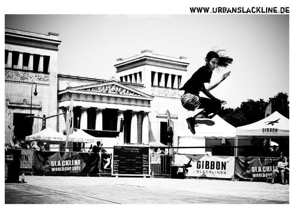 福田恭巳のインスタグラム：「I participated in the Slackline World Cup for the first time in 2012.  #スラックライン #slackline #slacklife #worldcup #München #germany #gibbonslacklines #体幹 #バランス #集中力」