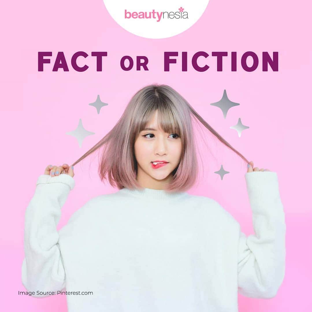 Beauty | Health | Fashionさんのインスタグラム写真 - (Beauty | Health | FashionInstagram)「Fact or Fiction kita hari ini pasti seringkali kamu dengar kan Ladies? "Memotong rambut membuat rambut tumbuh lebih cepat"  Jadi jawabannya adalah…. Fiction!  Karena yang mempengaruhi pertumbuhan rambut itu adalah kulit kepala. Jadi pendek atau panjangnya rambut tidak berpengaruh pada kecepatan pertumbuhan rambut Ladies 👌  #Beautynesia #BeautynesiaID #rambut #factorfiction #fact #fiction #tumbuhrambut」6月27日 17時35分 - beautynesia.id