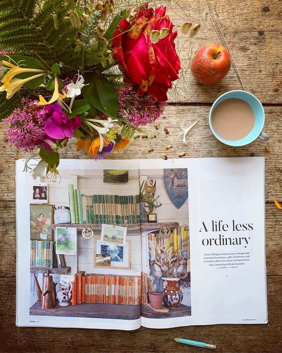Tea and sittingさんのインスタグラム写真 - (Tea and sittingInstagram)「🌿🏠✨...I’m so excited to be featured in @reclaimmag this month; not just inside but on the front cover too!! I loved being able to talk about my home, the objects which inspire me, and all the bits and pieces which have everyday preciousness... Photographer @cathy.pyle took this portrait of me and The Cheeks along with the other pics in this carousel ( apart from the #5ftinftable ones ) and Kay from @kinship_creativedc put the whole article together and also coordinated the lovely atmospheres in each photo. I had a gorgeous day with these 2 women and I feel that the article really reflects that...so if you want a bit of a read about my home and how I live in it, grab yourself a copy!! ( Upholstered chair in Pic 4 is by @emilyboo3 with bespoke fabric designed by me ) 🌿💛📚 #artistportrait #colourfulinteriors #wabisabiinteriors #consciouscreativity #meandmycat #consciousconsumer #sustainableinteriordesign #reclaimmagazine #ordinaryinspirations #bespokeupholstery #artby5ftinf #5ftinfwearsthings」6月27日 18時52分 - 5ftinf
