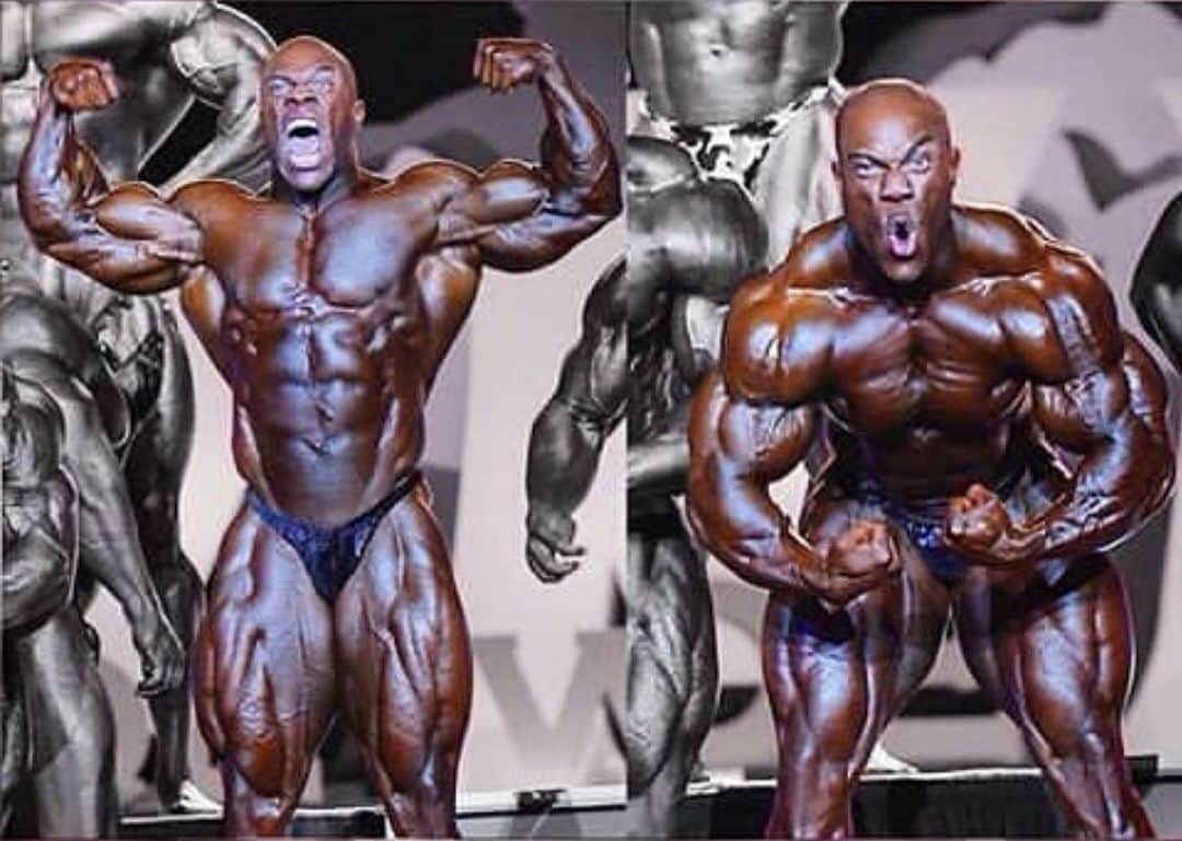 Phil Heathのインスタグラム：「A cool #tbt from 2008 placing third at my very first Mr Olympia contest. It was during this pose down that I realized how cool it was to compete amongst the world’s best. Hope everyone is finishing out this week stronger than ever and staying motivated for next week’s challenges. #PhilHeath #7xMrOlympia #YoungLion」