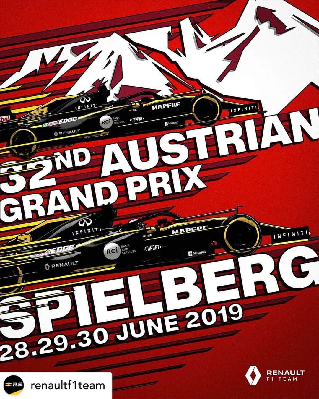 F1さんのインスタグラム写真 - (F1Instagram)「Get HYPED for Austria with your favourite team’s artwork 🔥 . . . #F1 #Formula1 #AustrianGP #Motorsport @redbullracing @renaultf1team @mclaren @scuderiaferrari」6月28日 2時20分 - f1
