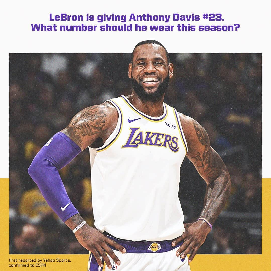 espnさんのインスタグラム写真 - (espnInstagram)「If not No. 23, then what number should LeBron wear? 🤔」6月28日 4時17分 - espn