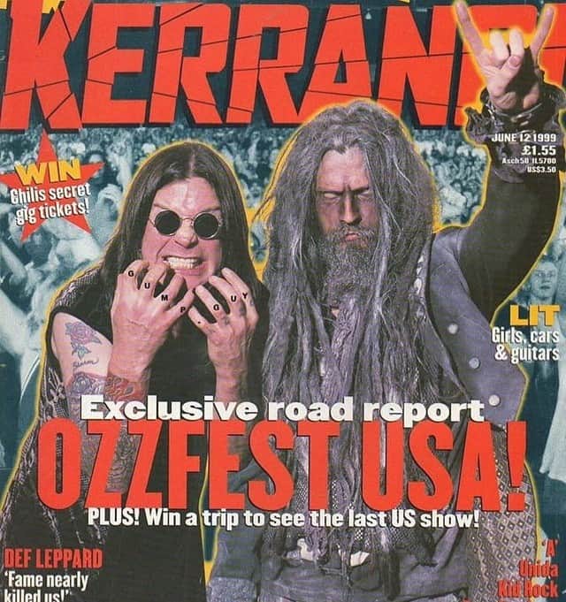 ロブ・ゾンビのインスタグラム：「Damn, 20 years ago... me and @ozzyosbourne on the cover of @kerrangmagazine_ ! #robzombie #ozzyosbourne #ozzfest #throwbackthursday」